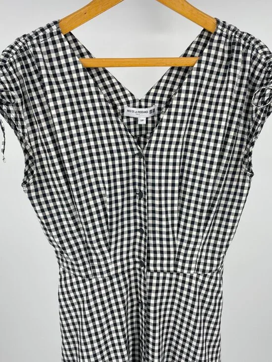 Uniqlo x Ines de la Fressange Paris Black White Gingham Midi Dress Small - Picture 5 of 7